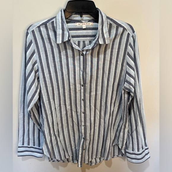 Xirena Beau Button Down Striped Shirt The Blues Metallic Sz Small - Picture 1 of 8
